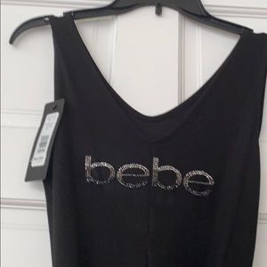 COPY - NWT SEXY BLACK BEBE LOGO JUMPSUIT WITH CRYSTALS